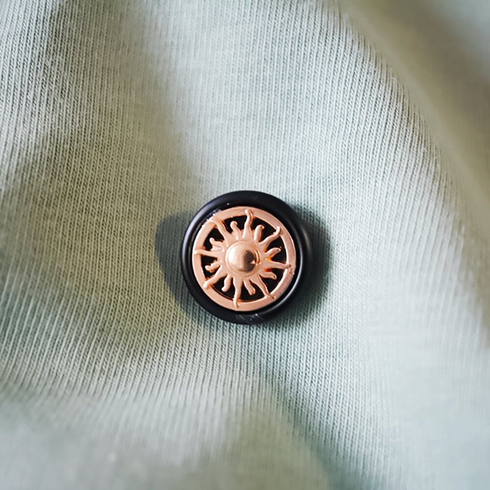 Black and Gold Celestial Solar Pin